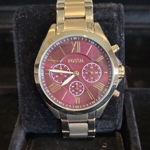 Fossil Gold and Red Chronograph Watch
